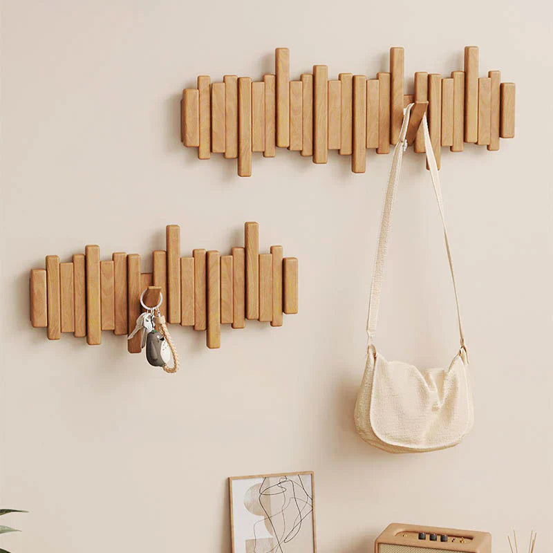 Wooden Wall-Mounted Piano Rack | Modern Coat & Hat Hook Organizer