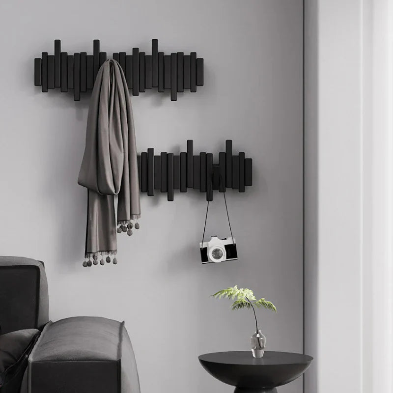 Wooden Wall-Mounted Piano Rack | Modern Coat & Hat Hook Organizer