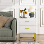 Sleek 2-Drawer End Table - Compact Storage Side Table for Living Room