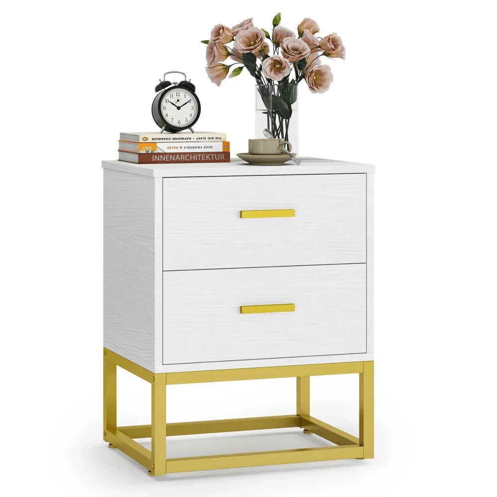 Sleek 2-Drawer End Table - Compact Storage Side Table for Living Room
