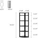 Industrial Metal & Brown Wood Corner Shelf