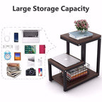 Rustic 3-Tier Side Table – Industrial End Table with Metal Frame